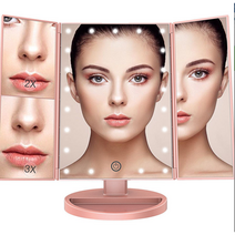 셀프이발 셀프염색 손거울 삼면 미용실 뒷모습 3단접이식 거울, 로즈골드 탁상 삼면경