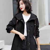 요모조모 1648 여성 스트링 후드 야상 봄 가을 점퍼