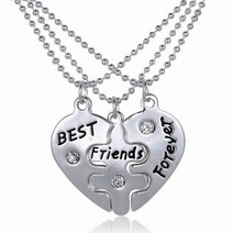 우정목걸이 퍼즐 커플 3인 최고의 친구 영원히 목걸이 연인의 콜리어 Bff 문 목걸이 3 Pcs Colar 우정 심장
