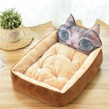 강아지집 보온 대형 소형견 캐릭터집 강아지 침대 강아지 매트 고양이집 반려동물 용품, 60cm(애완동물12kg), 브라운 3D 고양이