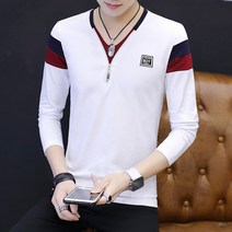 케익 남성 긴팔티셔츠 지퍼장식으로 한층 더 멋짐 뿜뿜 V넥 티셔츠 G13154-241 긴팔