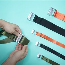 원터치 웨빙 스트랩 캠핑 압축벨트 침낭 이불 텐트 수납, 오렌지(소형)