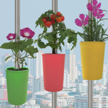 수직기둥걸이 화분, 갈색