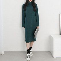 제이블리 터틀넥 니트 트임 롱 원피스