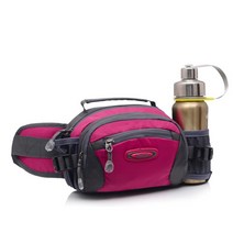 패니 팩 하이킹 허리 가방 스포츠 야외 대용량 지퍼 체육관 러닝 파우치 피트니스 물병 홀더 등산, 로즈 레드