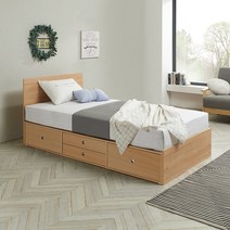 미코퍼니처 플리아 높은헤드 평상형 왕서랍 수납침대(매트미포함), 오크