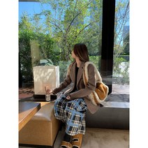 헤링본코트 겨울 여성 코트 자켓 Axigo vcruan 헤링본 패턴 두꺼운 모직