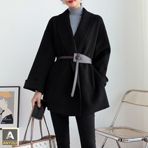 ANYOU 두툼한 모직 코트 여 하프기장 가을 겨울 트렌드 망토형 캐시미어코트