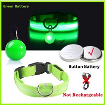 강아지 리드줄 목줄 충전 목걸이 펜던트 분리형 밝은 고양이 밤, 37.Green Button Battery - XS N