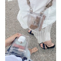 배색 투명 방수 pvc 미니 크로스백