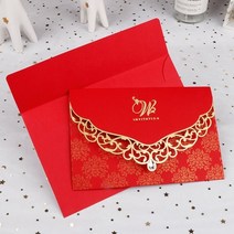 50pcs 우아한 레이저 컷 결혼식 초대 카드 비즈니스 인사말 카드 다이아몬드 사용자 정의 웨딩 장식 파티 용품, 레드카드 50세트