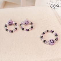 364days 925은침 연보라 스마일 귀걸이 보라덕후 비즈귀걸이 엄마랑 아이랑 커플 귀걸이 보라색 키치귀걸이