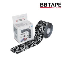 비비테이프 스포츠 헬스 피트니스 크로스핏 어깨 종아리 근육 테이핑 키네시올로지 패턴 5cm x 5m 헬스테이핑 테이프, 블랙스컬
