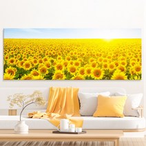 [당일발송!] 황금빛 재물운 해바라기 와이드 그림 프리미엄 캔버스액자 복들어오는 풍수그림 개업선물 부모님선물 집들이 축하선물 부자인테리어, 18. 와이드 햇빛 해바라기 밭