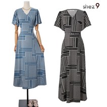 [쉬즈넘버나인] 도레 패턴 브이랩 원피스