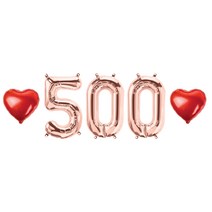 500일 숫자 하트 풍선 세트, 01.로즈골드 500