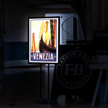 쉽지 A1 내장형 스탠드 LED 라이트패널 메뉴판 광고판 조명액자, 화이트+출력물(조명용 백릿+12000원)