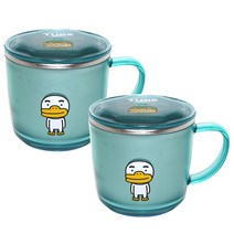 카카오 투명뚜껑 스텐 컵 2개, 튜브 뚜껑스텐 컵 2개