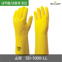 쇼와 폴리우레탄 올 코팅 내용제 장갑 SD-1000-LL 옐로 LL 1켤레, 1개