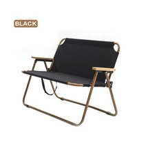 캠핑용 커플 2인용 캠핑의자 2 명 나무 안락 더블 등받이 접는 알루미늄 합금 비치 여행 야외 피크닉, 검은 색