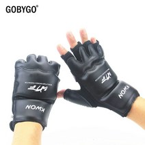 복싱 글러브 권투 킥복싱글러브 gobygo half finger boxing 장갑 pu, 검은 색, 엑스