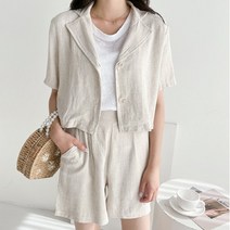 드레스날다 여름기본템 린넨 자켓 팬츠 투피스세트(set818)