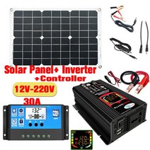 태양광패널 차량용 인산철 태양 광 발전 시스템 6000W 전원 인버터 스마트 LCD 디스플레이 듀얼 USB 12V ~, 02 Black-12V to220V