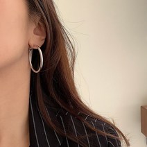 빅사이즈 심플 무광 큰 링귀걸이 티타늄 원터치 볼드 이어링