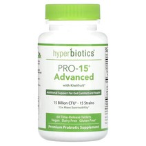 Hyperbiotics (하이퍼바이오틱스) Hyperbiotics PRO-15 키위 함유 어드밴스드 스트렝스 특허받은 지속 방출 태블릿 60정, 5개