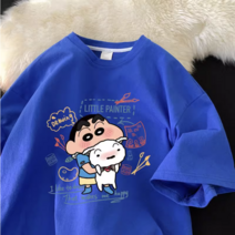 1+1+1 짱구 스노피 남녀공영 치셔트 면 100 여름 루즈 티셔츠 상의 커플 올 매치 반팔 긴팔 커플 티셔츠