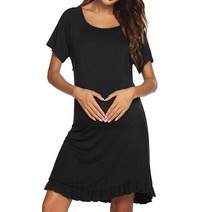 키작녀임부복 임산부원피스 만삭드레스2022 새로운 출산 모유 수유 복장 임신 한 짧은 소매 둥근 목 솔리드