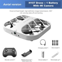 JJRC 4K WiFi 카메라가 장착된 미니 그리드 쿼드콥터 드론 4 채널 헬리콥터 장난감 헤드리스 360도 플립 어린이용 LED RC 장난감 375ea4, 04 White-1B-4KCamera