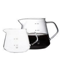 고급 내열유리 핸드드립 커피 서버 300ml 600ml 계량표시 드립포트, 계량표시커피서버(300ml)