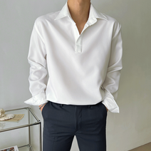 기획 링클프리 스판 노버튼 카라 반오픈 셔츠_(7color) LK7