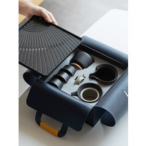 휴대용 도자기 다기세트 다도구 차판 차건 차집게 풀 다도세트, 05. 고산수 여행다기 4잔(다녹색)