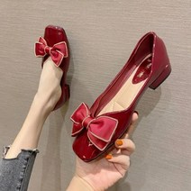 210 215 220 255 260 구두 빅사이즈 여자 작은발 809956, 250, 와인 레드 사각 두꺼운 굽 3CM