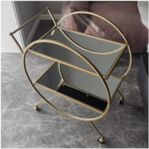 [해외직구]북유럽풍 철제 골드 유리 트롤리 거울 카트