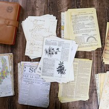 레트로 빈티지 오래된 책 페이지 시리즈 장식 배경지, 식물