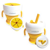 [폴백] 2in1 스낵컵 빨대컵 실리콘 흘림방지 유아 어린이 물컵 간식통 과자통 새지않는 샘방지 아기 국민 리유저블 실리콘빨대 아기컵 휴대용 뚜껑 커버, 샛노랑