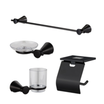 성우 2400 수건걸이 + 휴지걸이 + 컵대 + 비누대 악세서리 세트, 블랙, 2세트