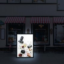 쉽지 A3 옥외방수 벽걸이형 LED 라이트패널 메뉴판 입구간판, 블랙