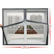 1 1 방충망 원단 현관 창문 미세 롤 모기장 미세먼지 시공 교체 암호화된 창을 위한 맞춤형 지퍼 이동식 벨크로 자체 접착 문, 흰색 메쉬, 너비 120x 높이 150