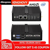 팬리스 미니 PC 인텔 셀러론 J6412 J4125 쿼드코어 2 x 기가비트 LAN 2x RS232 4xUSB 윈도우즈 산업용 컴퓨터 가장 11 세대