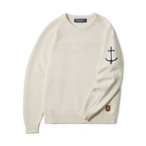 국내 정품 건지 울른스 Guernsey Woollens 나그랑 크루넥 코튼 스웨터 - 에크루