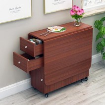 확장형 접이식 식탁 다용도 테이블 가정용 밥상 주방 유럽풍 빈티지 다용도 좁은집, [서랍 논슬립] 1.2 티크 휠 모델