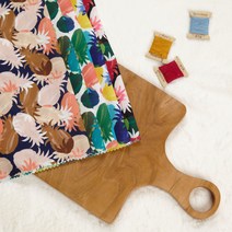 나염 폴리원단 파인애플패턴 스커트 의류원단 소품만들기 트로피컬원단 패브릭원단 홈패브릭 5종, 오닉스, 네이비