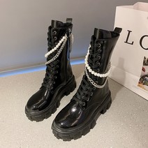 통굽워커부츠 봄가을 눈길을 끄는 어텀 무드 세미 진주스트랩 라이더 여성 장화 2803483487