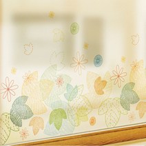 반투명시트지 무점착창문시트지 창문 유리 거울 유리창 베란다 유리문 유리 윈도우 창문 시트지 썬팅지 선팅지 필름 무점착반투명시트_리프패턴_B01_W90xH120cm YR+2028EA