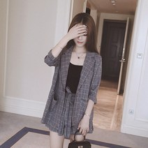 올파인 여성용 캐주얼 자켓 반바지 세트