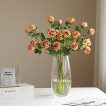 [전나무가지] 장미 조화 인테리어 실크플라워 꽃 소품, 빈티지핑크